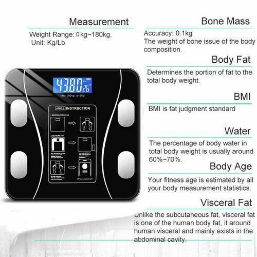 Okok BMI SMART DIGITAL WEIGHING SCALE MACHINE INTELLIGENT BODY FAT SCALE WITH FITNESS TRACKER MONITOR - 18 Health Metrics, App Synced, Temperature Monitor