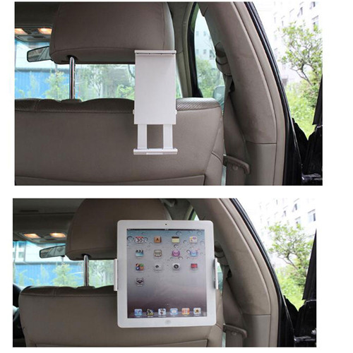 360 Degree Car Back Seat Headrest Mount Holder for iPad Mini/1/2/3/4/Air Galaxy Tablet White