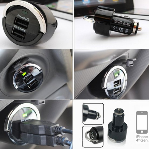 Universal Ring-Pull Dual USB Port Car Charger Adapter 5V 3.1A For TENCO/HUAWEI/ITEL/INFINX/GIONEE