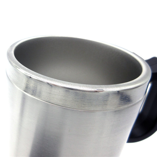 Portable 12V Stainless Steel Silver Heating Car Drink Mug Mini Thermal Mug Hot Drink Travel Cup