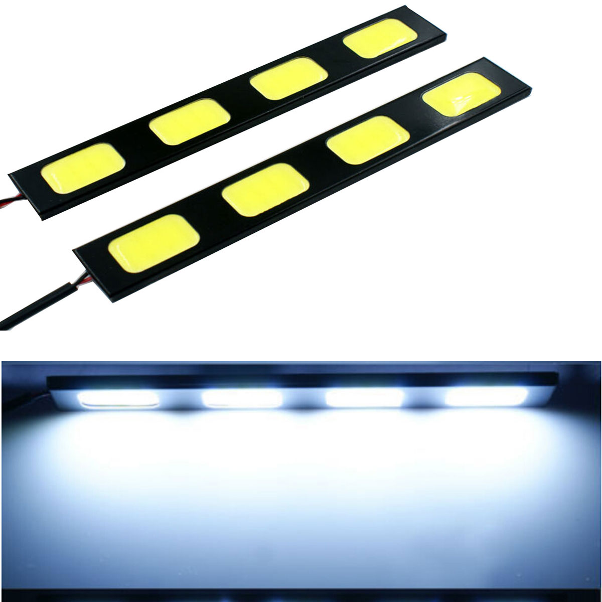 2X 4 LED COB 24W 12V Waterproof Daytime Running Light DRL Auto Car Driving Front Fog Lamp