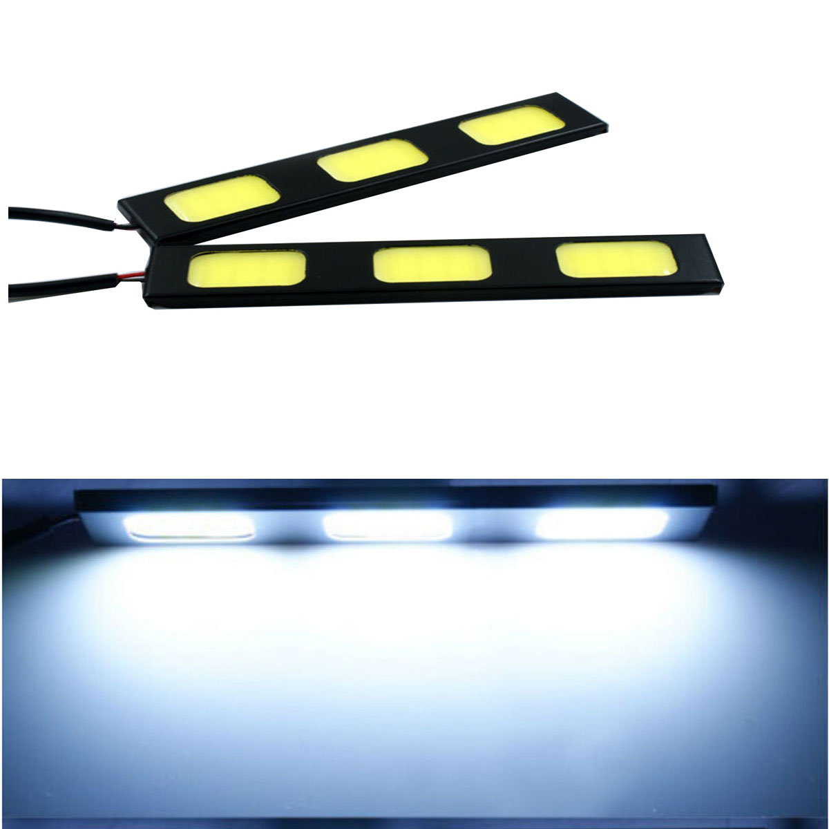 2X 3 LED COB 24W 12V Waterproof Daytime Running Light DRL Auto Car Driving Front Fog Lamp