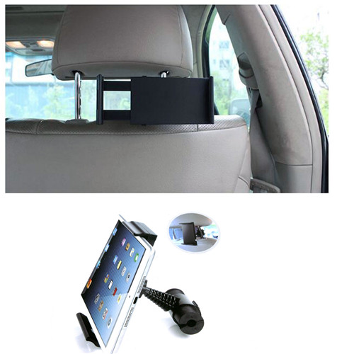 360 Degree Car Back Seat Headrest Mount Holder for iPad Mini/1/2/3/4/Air Galaxy Tablet Black