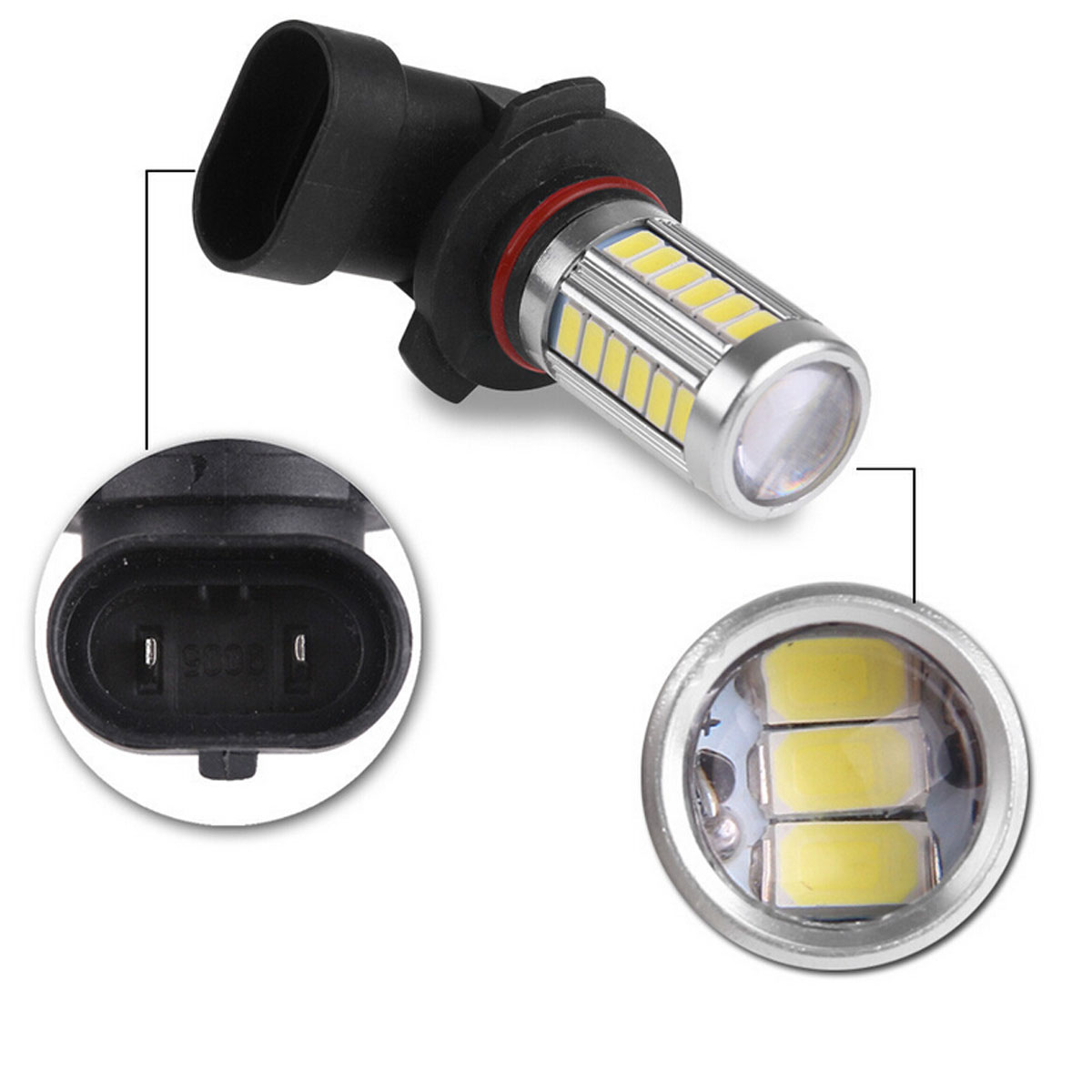 2X 9005/HB3 5630 SMD 33 LED Car Fog Light Headlight Day Running Driving Lamp Bulb Cool White 12V