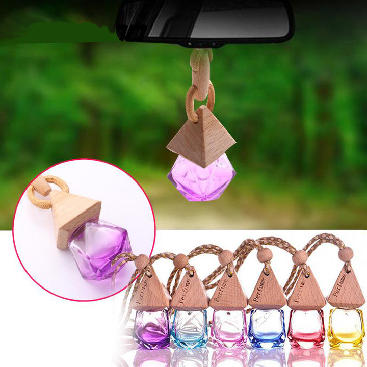Blue Car Air Freshener Hanging Glass Bottle Car Perfume Bottle Crystal