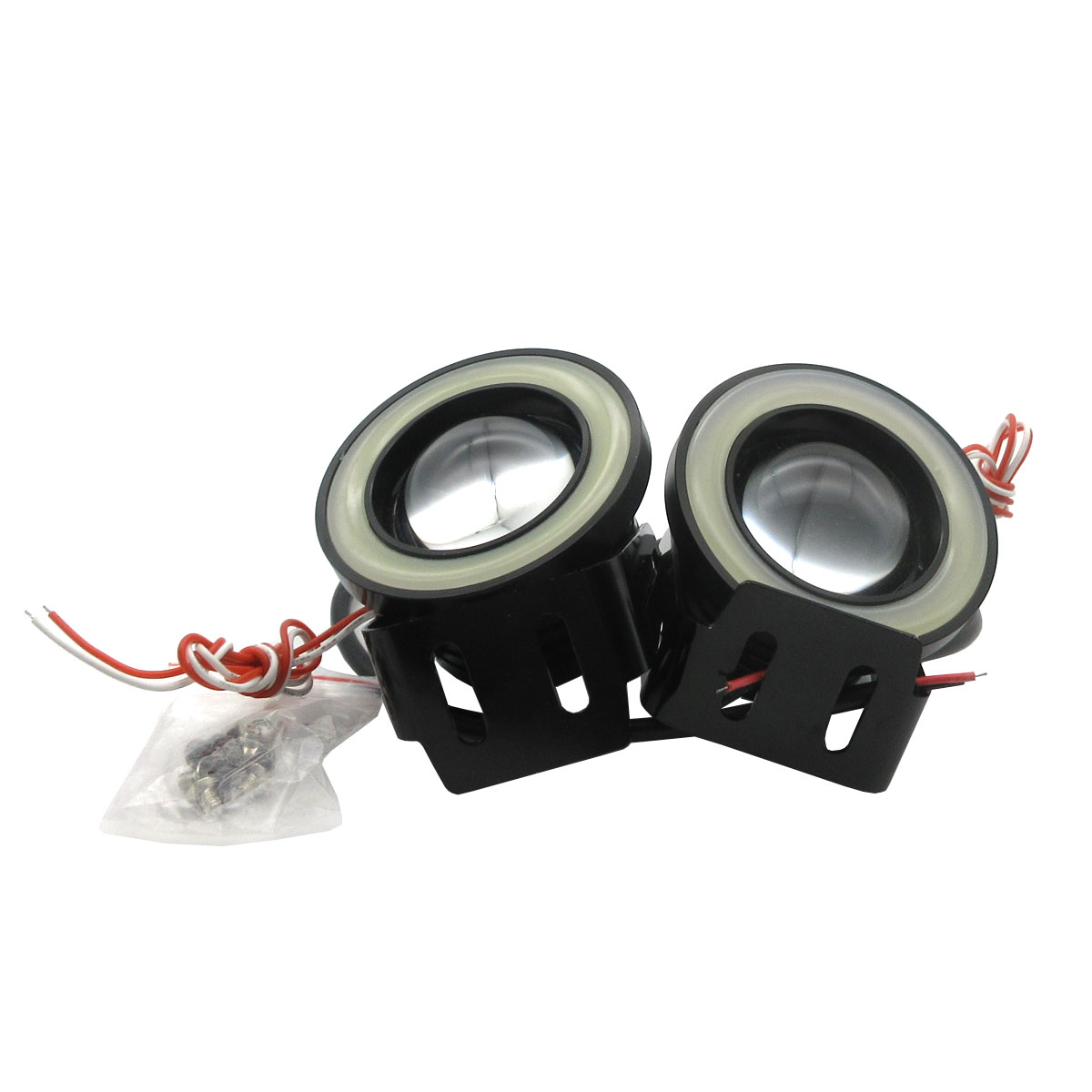 2X High Power 30W Car Projector White LED Fog Light Lamps COB Halo Angel Eye Ring Set