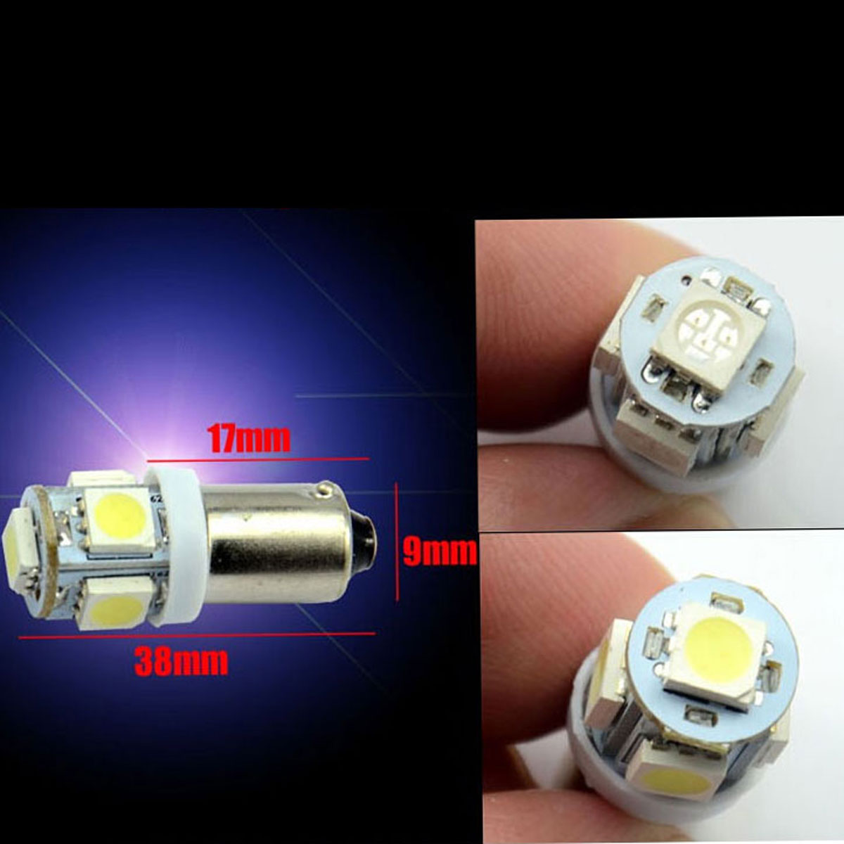2X Car Marker Lamps T11 Ba9s T4w 5050 SMD 5 LED Auto Wedge Marker Light LED Bulb