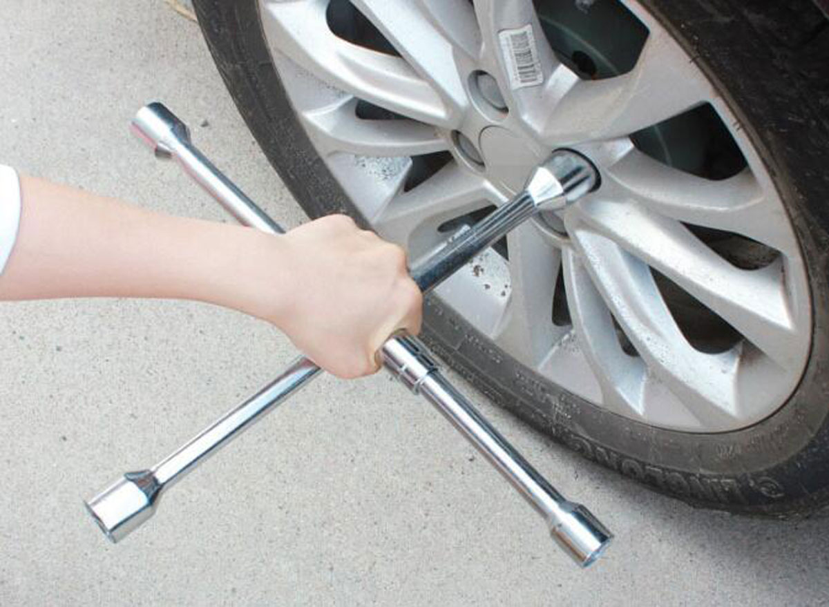Car Tire Repair Tool Folding Cross Wrench Auto Socket Spanner Adjustable Change Nut Tire Lug