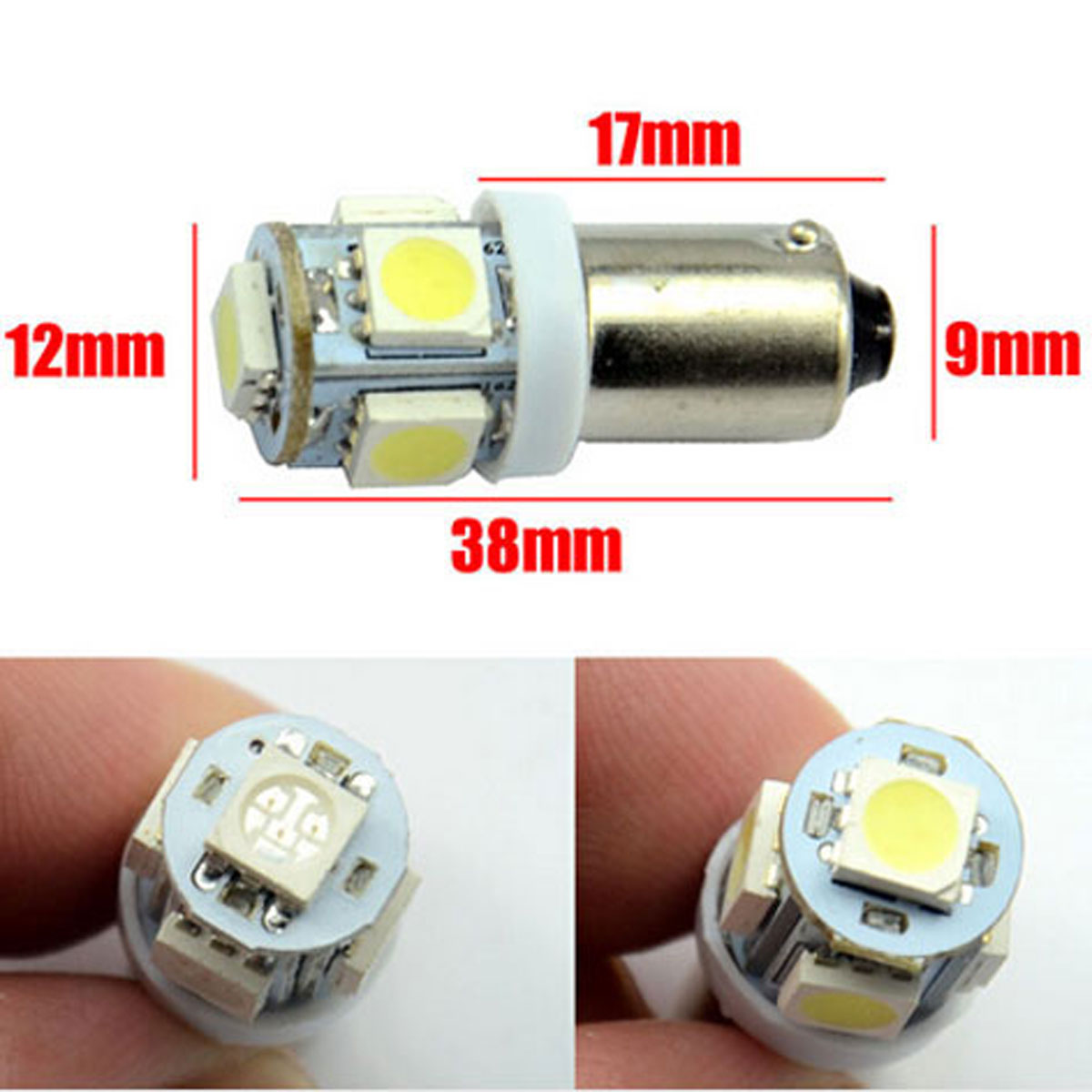 2X Car Marker Lamps T11 Ba9s T4w 5050 SMD 5 LED Auto Wedge Marker Light LED Bulb