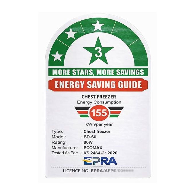 Ecomax 60L Chest Deep Freezer - Energy Saving Compact Freezer with Fridge Guard (Perfect for Small Spaces)