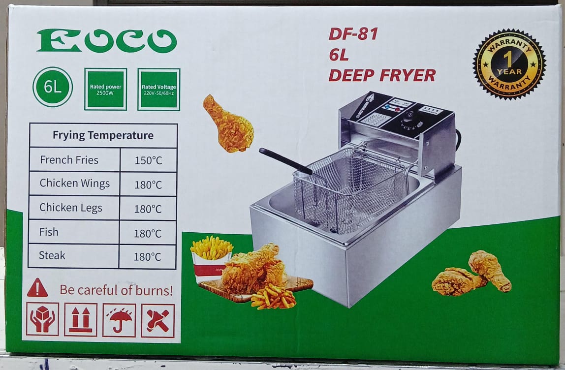 🔥 EOCO 6L Single Deep Fryer – Stainless Steel Electric Fryer, Fast Heating, Adjustable Temperature