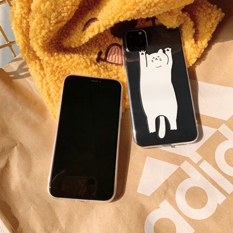 Cute Lazy White Cat Phone Case Mobile Accessories For iPhone 17 16 15 Anti-Fall Soft TPU Cover