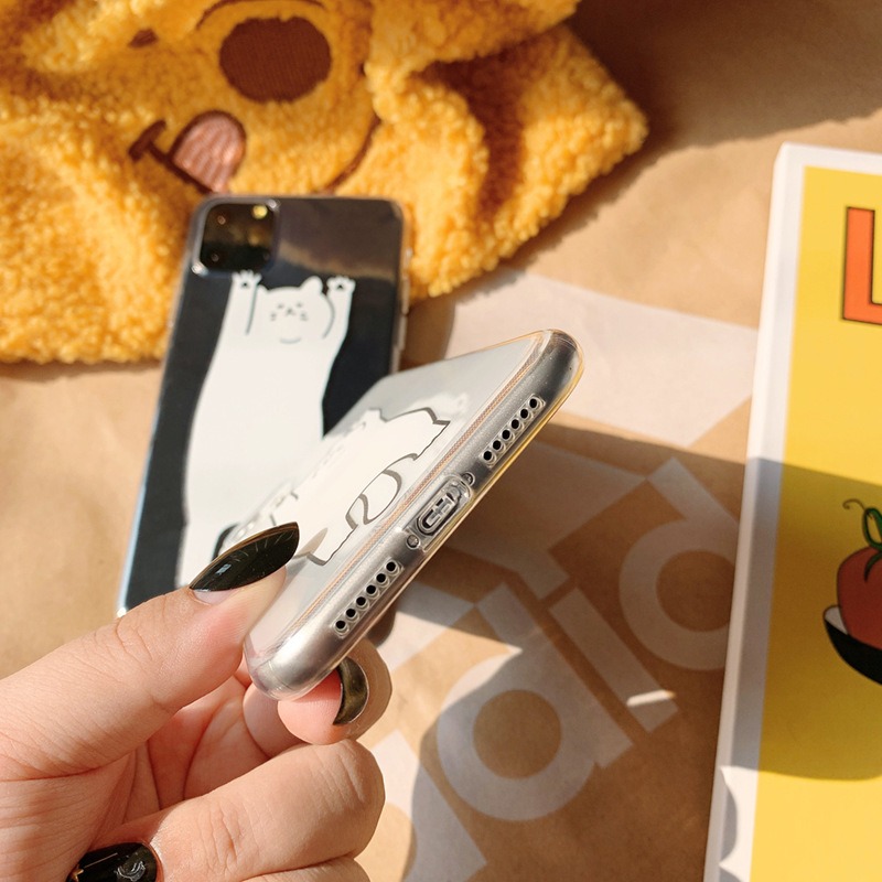 Cute Lazy White Cat Phone Case Mobile Accessories For iPhone 17 16 15 Anti-Fall Soft TPU Cover