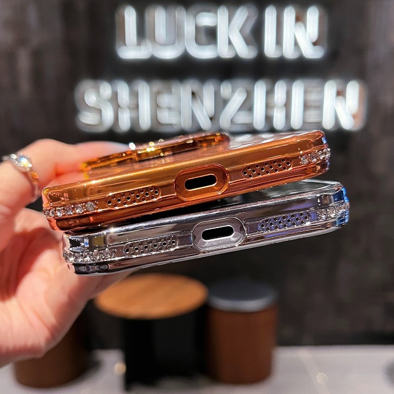 Luxury Phone Case with Mirror Magnetic Kickstand 360° Rotatable Ring Holder Shockproof Plating Case for iPhone 17 17Pro 16 Promax 15 14Pro 13plus 12Pro 11