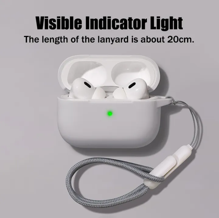 CrashStar With Free Woven Lanyard Solid Color Soft Silicone AirPods Case For AirPods 1 2 3 AirPods Pro 2 4 Wireless Bluetooth Headset Headphones Earphone Anti-lost Cover Simple Casing