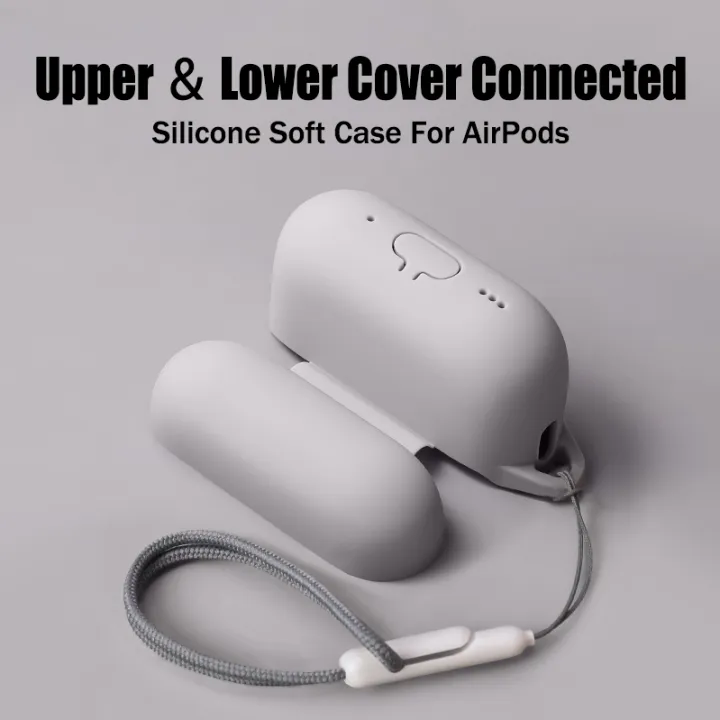 CrashStar With Free Woven Lanyard Solid Color Soft Silicone AirPods Case For AirPods 1 2 3 AirPods Pro 2 4 Wireless Bluetooth Headset Headphones Earphone Anti-lost Cover Simple Casing