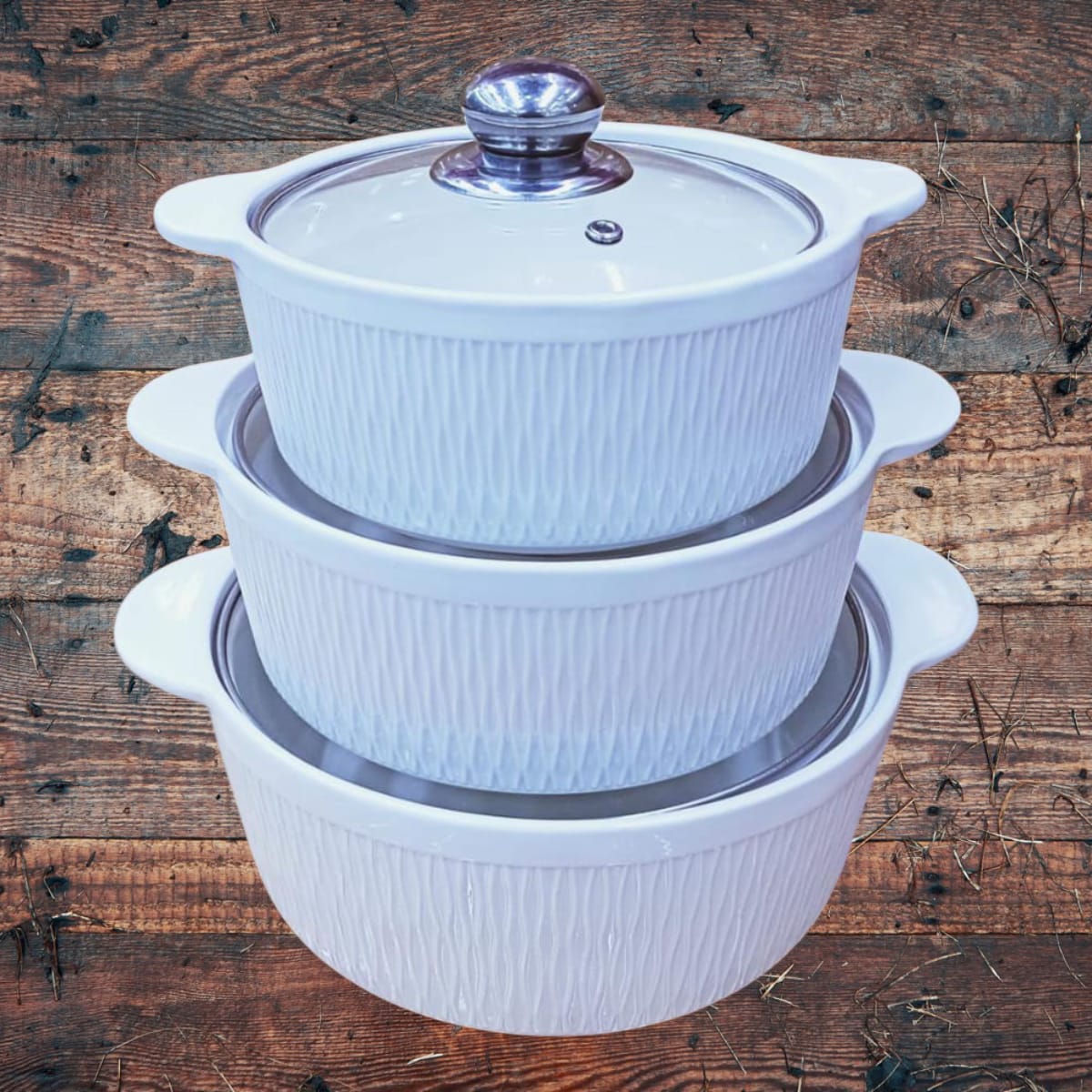 ✨ Premium 3-Piece Ceramic Casserole Bowls with Clear Lids | Heavy-Duty Oven-to-Table Baking Dishes | Unique & Classy Home Kitchen Resource ✅