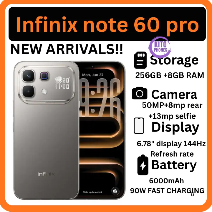 [New Launch] Infinix Note 60 Pro 256GB+16GB (8+8)GB RAM 6.78" 144Hz Screen Dual SIM Slim 5G Phone 50MP Camera 6000mAh Battery 90W charging Android 15 Snapdragon 7s Gen 4 Smart AI PHONES