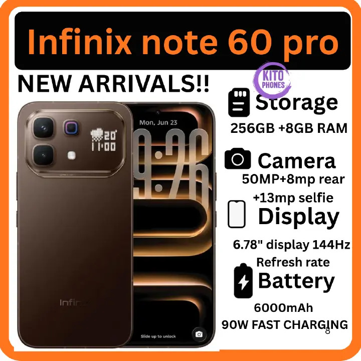Infinix Note 60 Pro 256GB+16GB (8+8)GB RAM 6.78" 144Hz Screen Dual SIM Slim 5G Phone 50MP Camera 6000mAh Battery 90W charging Android 15 Snapdragon 7s Gen 4 Smart AI PHONES