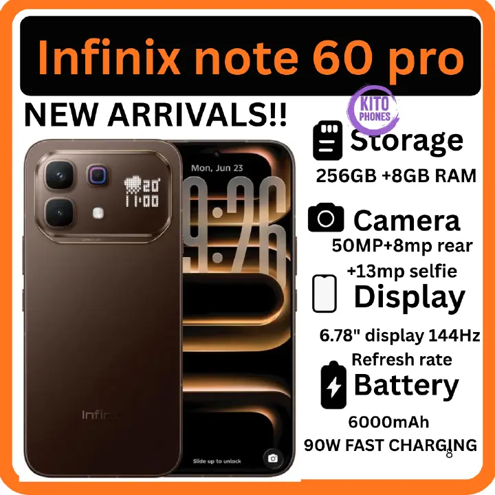 Infinix Note 60 Pro 256GB+16GB (8+8)GB RAM 6.78" 144Hz Screen Dual SIM Slim 5G Phone 50MP Camera 6000mAh Battery 90W charging Android 15 Snapdragon 7s Gen 4 Smart AI PHONES