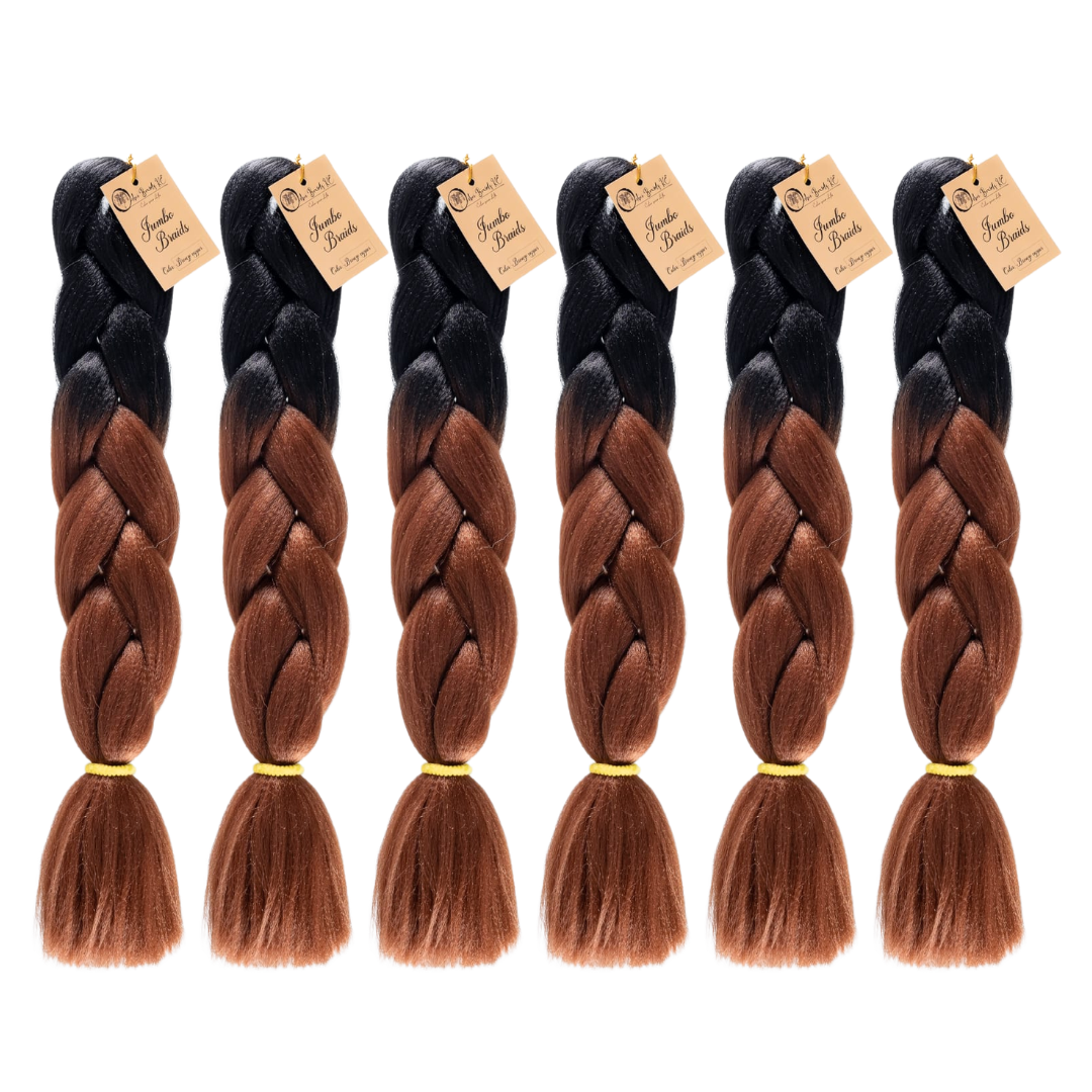 6 packs B29 Ombre Braid Brown Ombre Braiding Hair Bronze copper Ombre Braid for Box Braids Cornrows Knotless Braids and Twists Hairstyles Two-Toned Ombre Braid with Colors Black and Brown