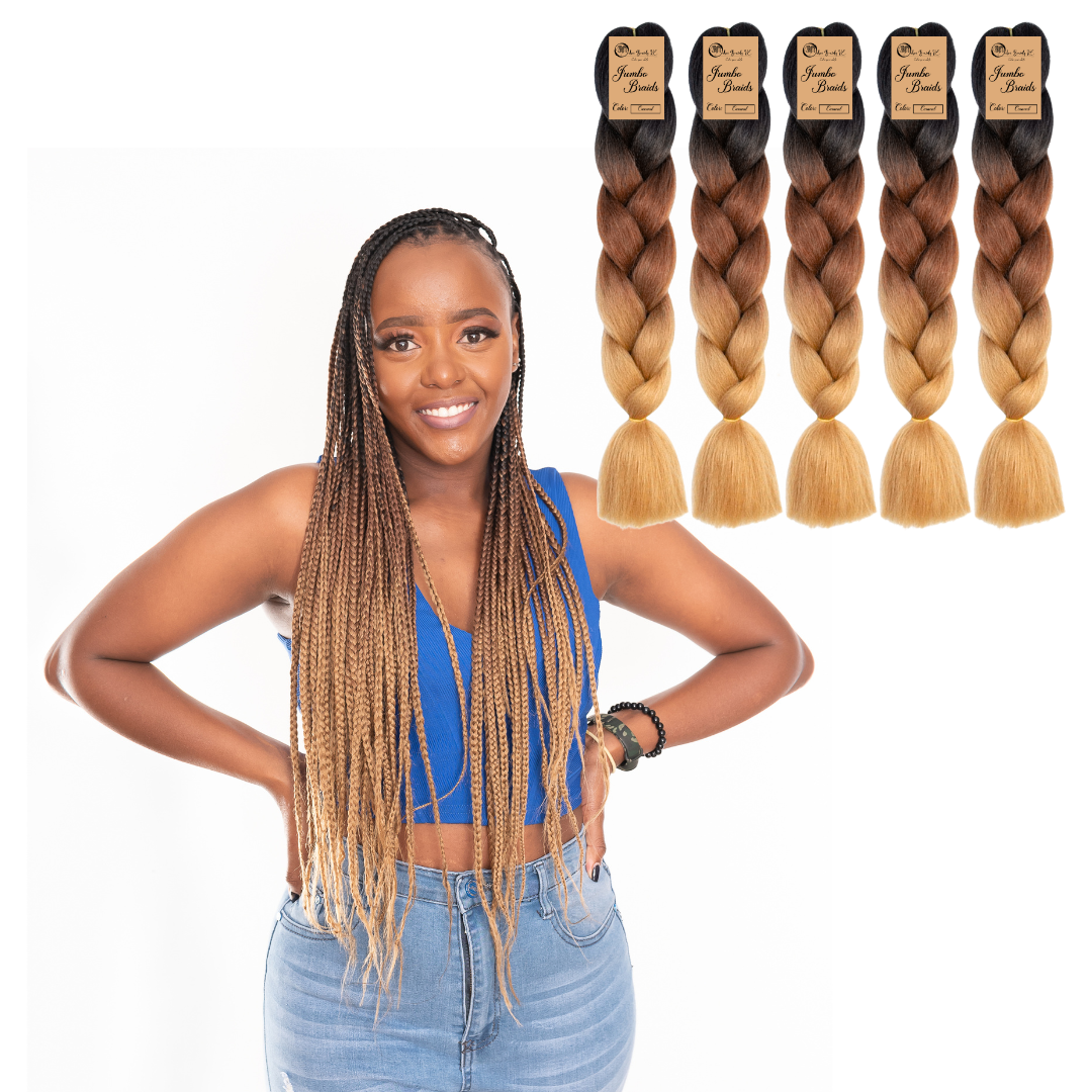 5 packs C14 Ombre Braid Ombre Braiding Hair Caramel Ombre Braid for Box Braids Cornrows Knotless Braids and Twists Hairstyles Three-Toned Ombre Braid with Colors Black Dark Brown and Golden Blonde
