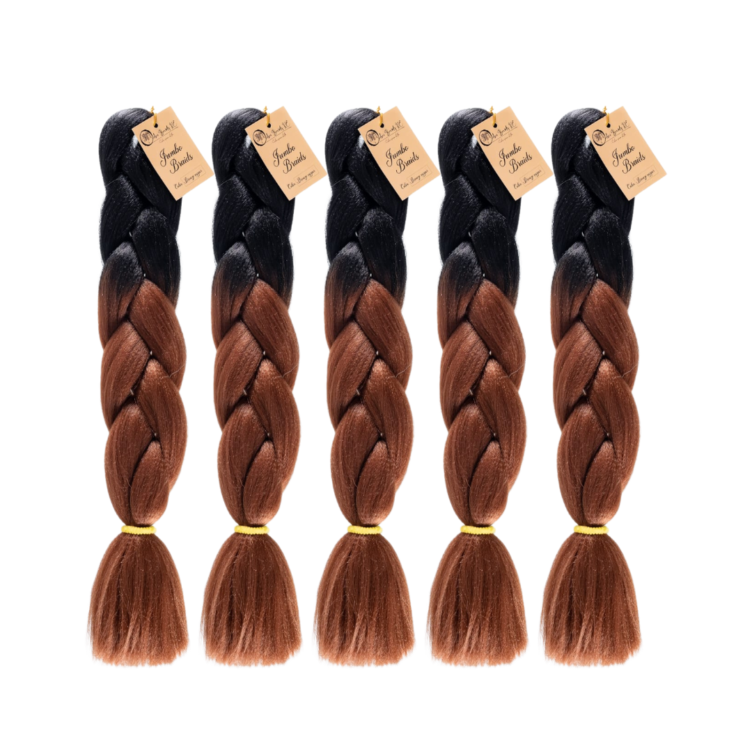 5 packs B29 Ombre Braid Brown Ombre Braiding Hair Bronze copper Ombre Braid for Box Braids Cornrows Knotless Braids and Twists Hairstyles Two-Toned Ombre Braid with Colors Black and Brown