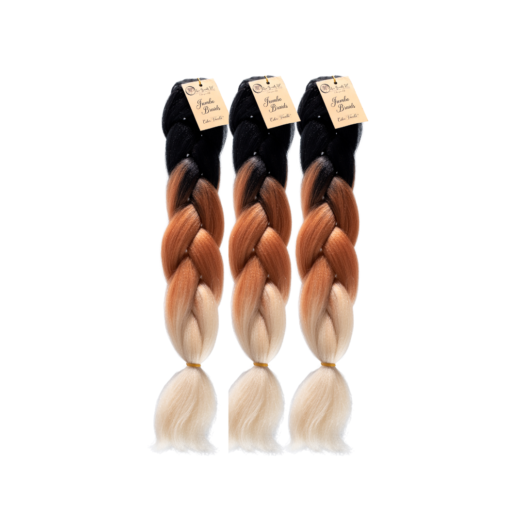 3 packs C15 Ombre Braid Ombre Braiding Hair Vanilla Ombre Braid for Box Braids Cornrows Knotless Braids and Twists Hairstyles Three-Toned Ombre Braid with Colors Black Golden Brown and Blonde