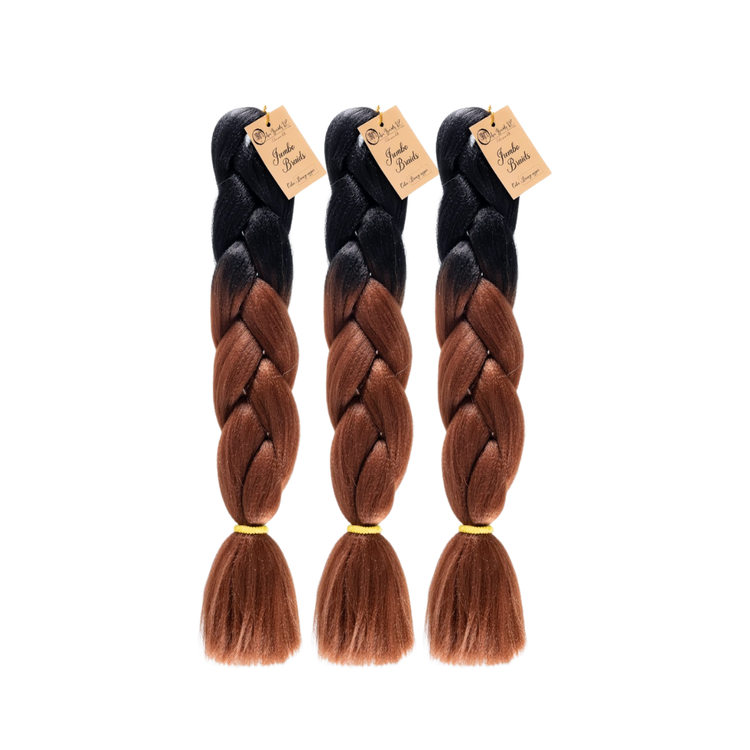 3 packs B29 Ombre Braid Brown Ombre Braiding Hair Bronze copper Ombre Braid for Box Braids Cornrows Knotless Braids and Twists Hairstyles Two-Toned Ombre Braid with Colors Black and Brown