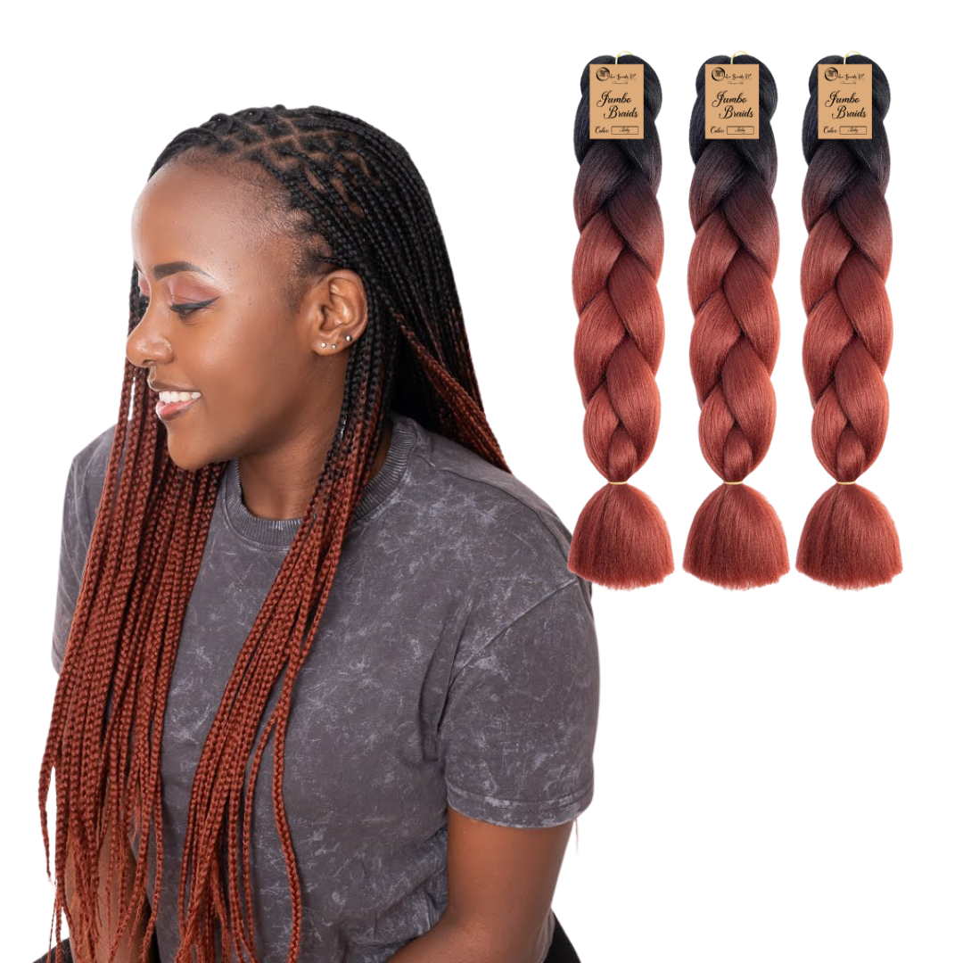 3 packs B31 Ombre Braid Ombre Braiding Hair Ruby Ombre Braid for Box Braids Cornrows Knotless Braids and Twists Hairstyles Two-Toned Ombre Braid with Colors Black and Ruby Red