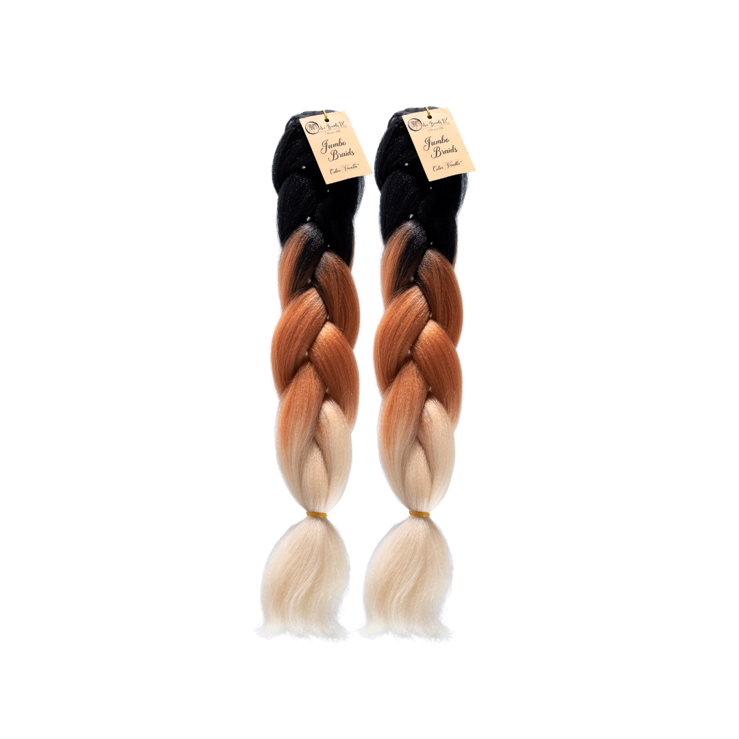 2 packs C15 Ombre Braid Ombre Braiding Hair Vanilla Ombre Braid for Box Braids Cornrows Knotless Braids and Twists Hairstyles Three-Toned Ombre Braid with Colors Black Golden Brown and Blonde