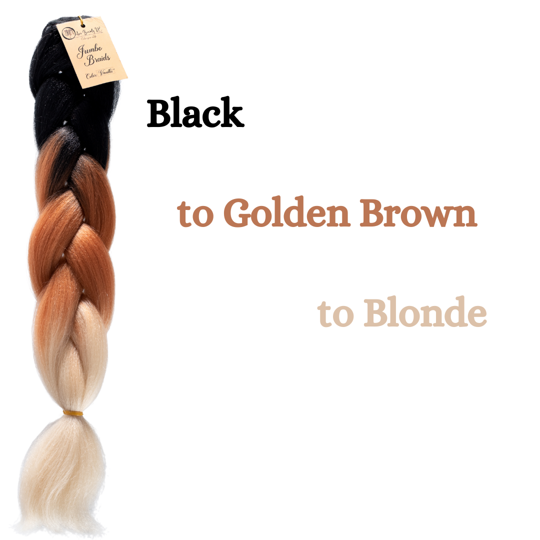 3 packs C15 Ombre Braid Ombre Braiding Hair Vanilla Ombre Braid for Box Braids Cornrows Knotless Braids and Twists Hairstyles Three-Toned Ombre Braid with Colors Black Golden Brown and Blonde