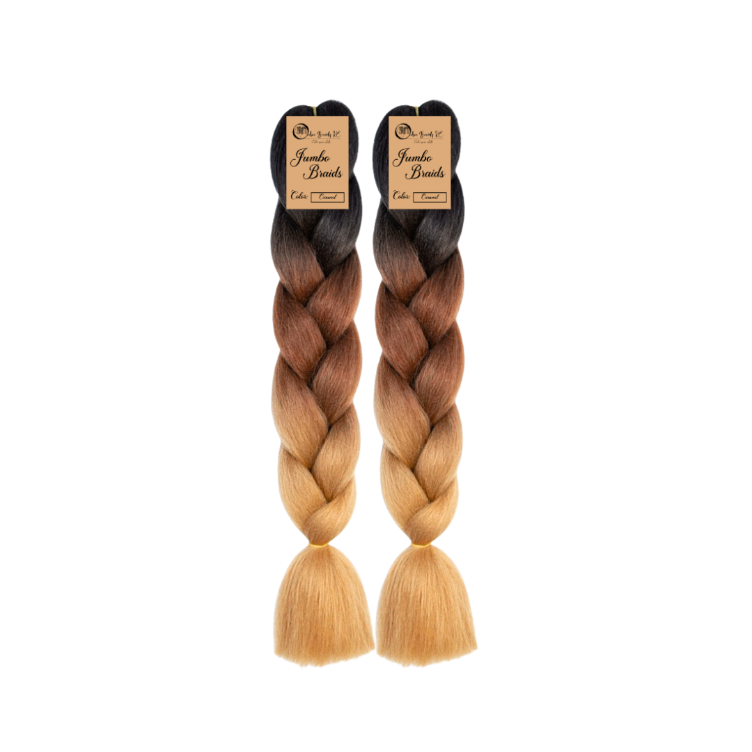 2 packs C14 Ombre Braid Ombre Braiding Hair Caramel Ombre Braid for Box Braids Cornrows Knotless Braids and Twists Hairstyles Three-Toned Ombre Braid with Colors Black Dark Brown and Golden Blonde