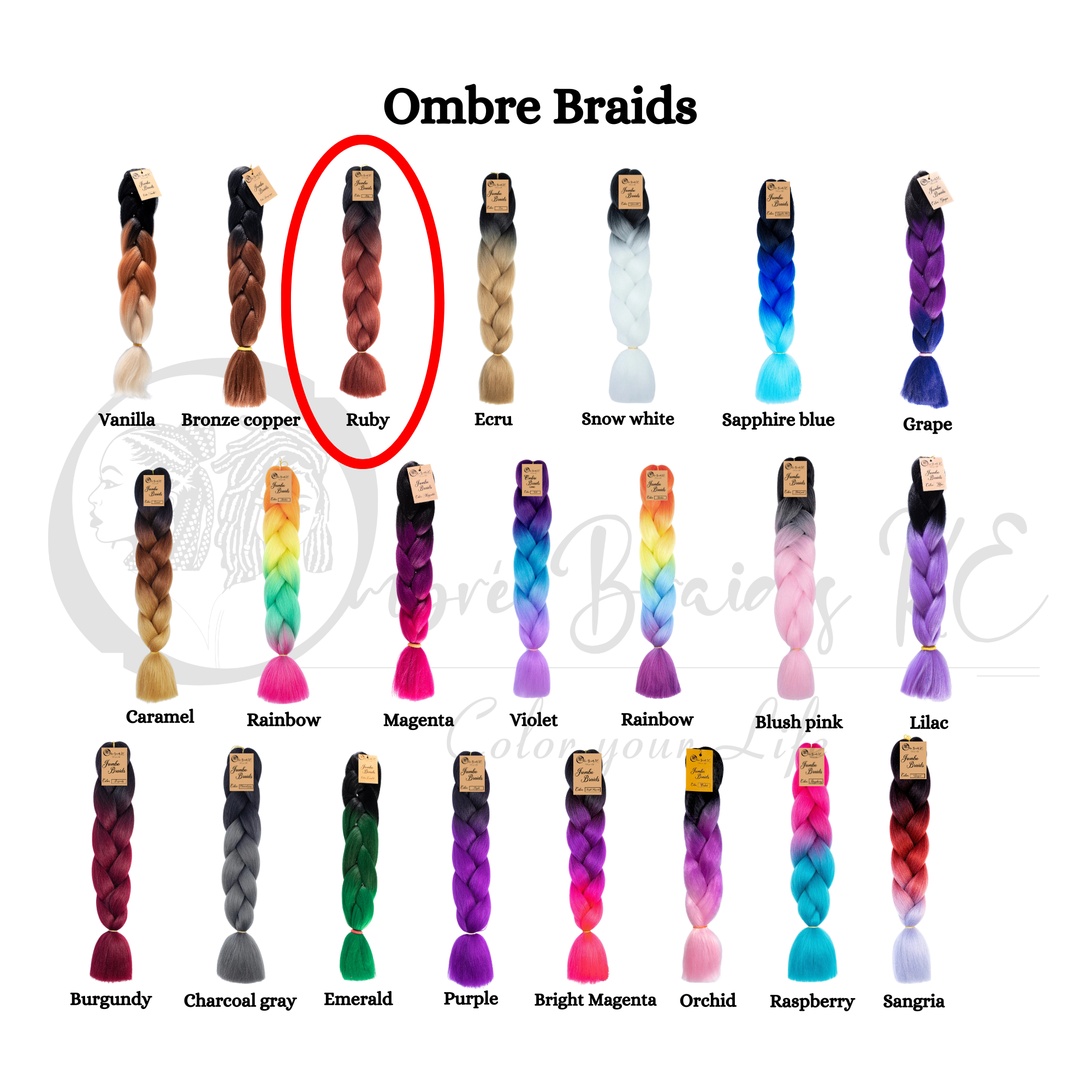 2 packs B31 Ombre Braid Ombre Braiding Hair Ruby Ombre Braid for Box Braids Cornrows Knotless Braids and Twists Hairstyles Two-Toned Ombre Braid with Colors Black and Ruby Red