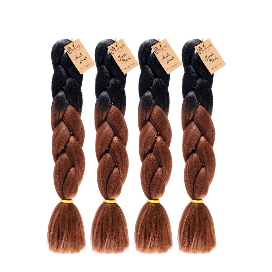 4 packs B29 Ombre Braid Brown Ombre Braiding Hair Bronze copper Ombre Braid for Box Braids Cornrows Knotless Braids and Twists Hairstyles Two-Toned Ombre Braid with Colors Black and Brown