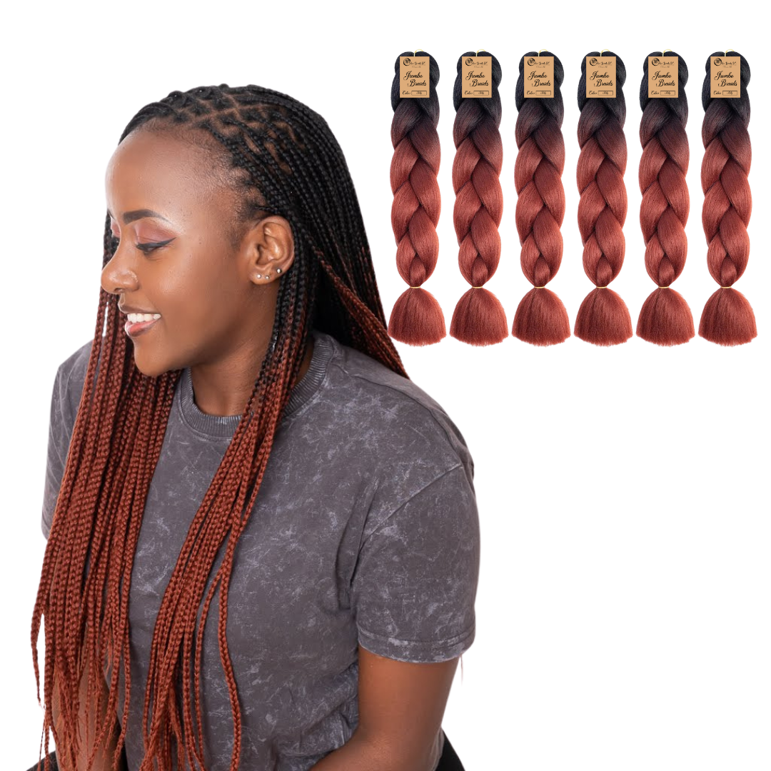 6 packs B31 Ombre Braid Ombre Braiding Hair Ruby Ombre Braid for Box Braids Cornrows Knotless Braids and Twists Hairstyles Two-Toned Ombre Braid with Colors Black and Ruby Red