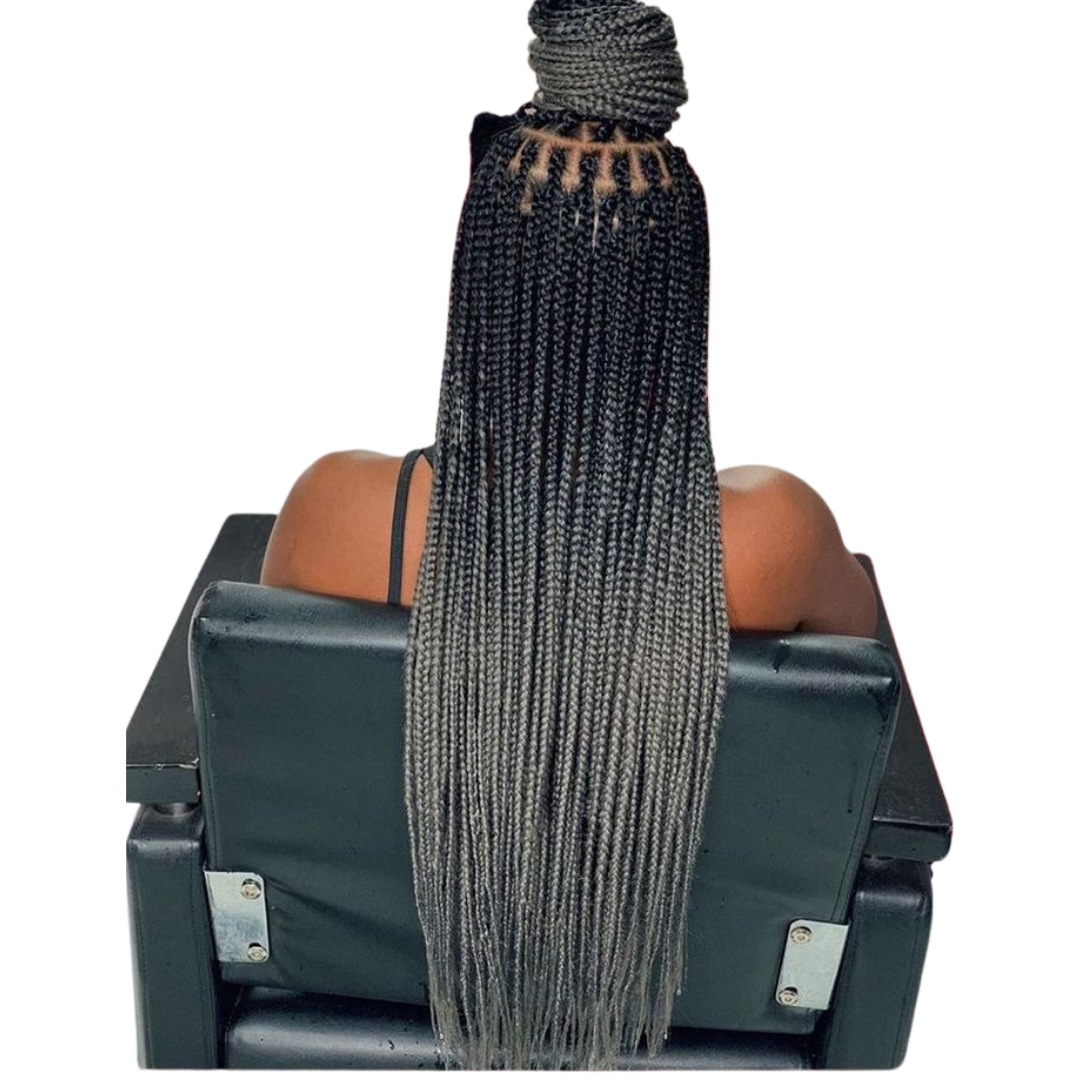 2 packs B35 Ombre Braid - Charcoal Gray Ombre Braiding Hair for Box Braids Cornrows Knotless Braids and Twists Hairstyles - Two-Toned Ombre Braid with Colors Black and Dark Grey