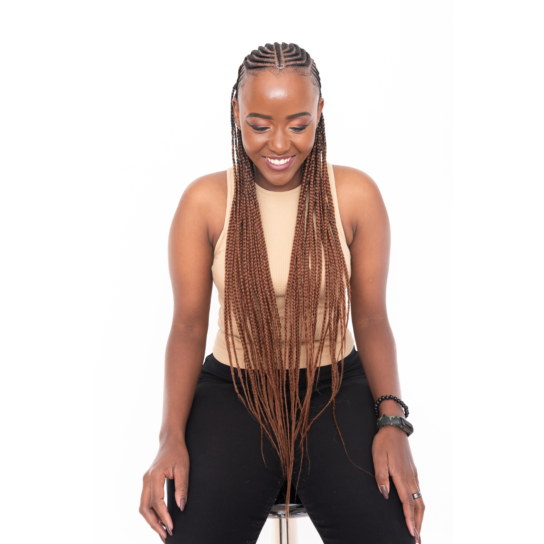 4 packs B29 Ombre Braid Brown Ombre Braiding Hair Bronze copper Ombre Braid for Box Braids Cornrows Knotless Braids and Twists Hairstyles Two-Toned Ombre Braid with Colors Black and Brown
