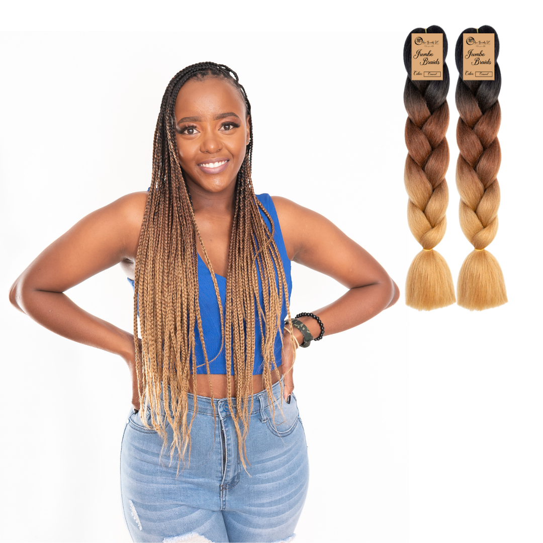 2 packs C14 Ombre Braid Ombre Braiding Hair Caramel Ombre Braid for Box Braids Cornrows Knotless Braids and Twists Hairstyles Three-Toned Ombre Braid with Colors Black Dark Brown and Golden Blonde