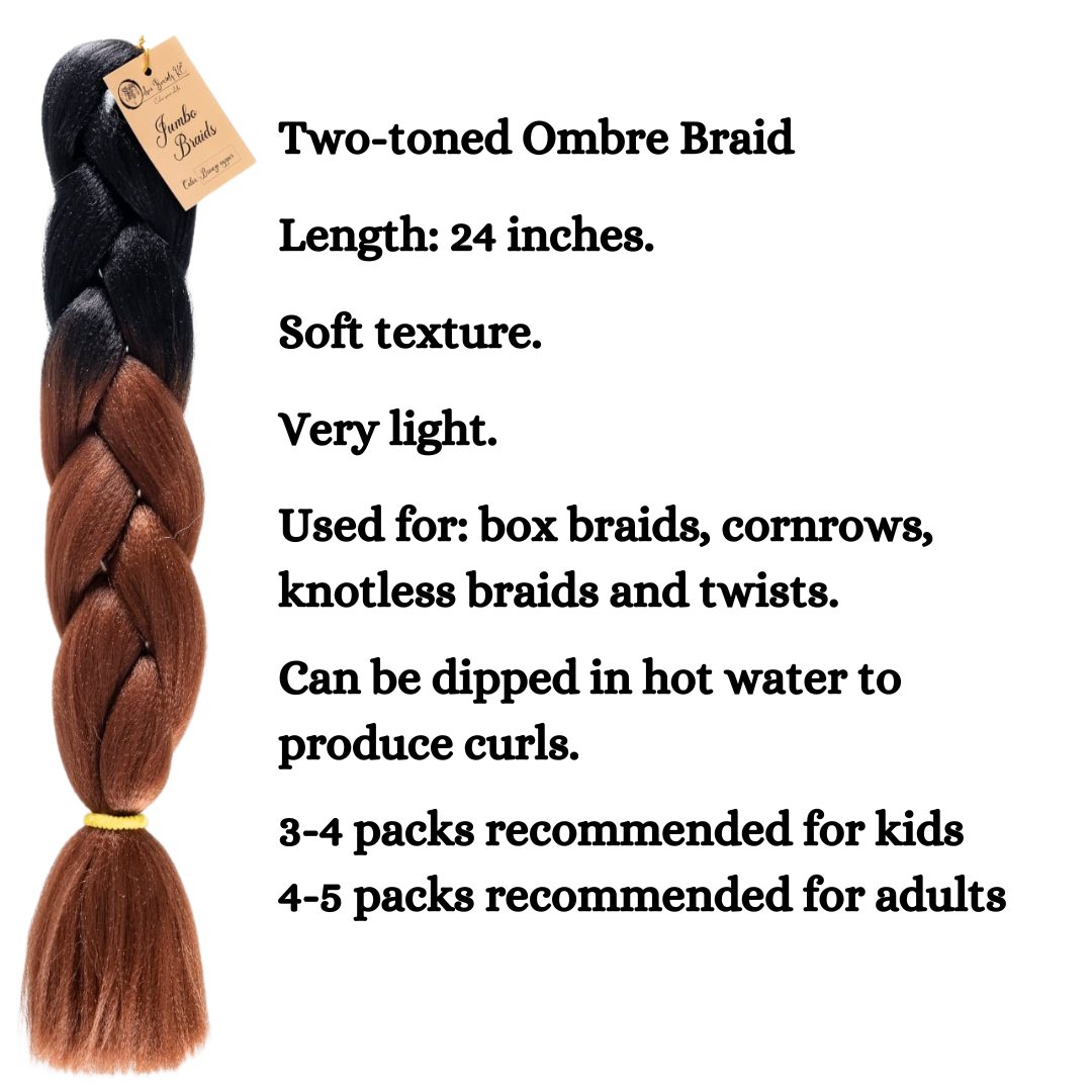 4 packs B29 Ombre Braid Brown Ombre Braiding Hair Bronze copper Ombre Braid for Box Braids Cornrows Knotless Braids and Twists Hairstyles Two-Toned Ombre Braid with Colors Black and Brown