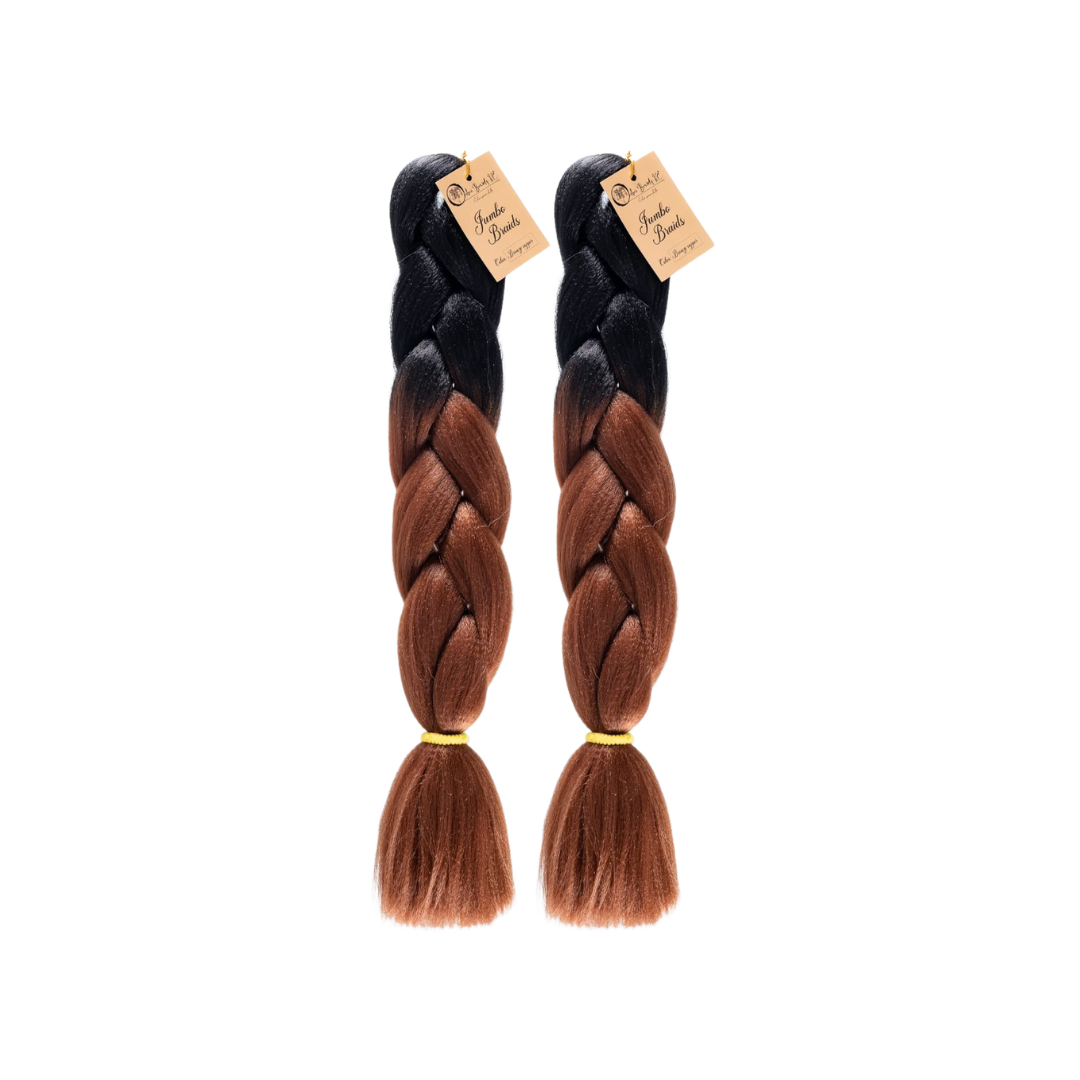 2 packs B29 Ombre Braid Brown Ombre Braiding Hair Bronze copper Ombre Braid for Box Braids Cornrows Knotless Braids and Twists Hairstyles Two-Toned Ombre Braid with Colors Black and Brown