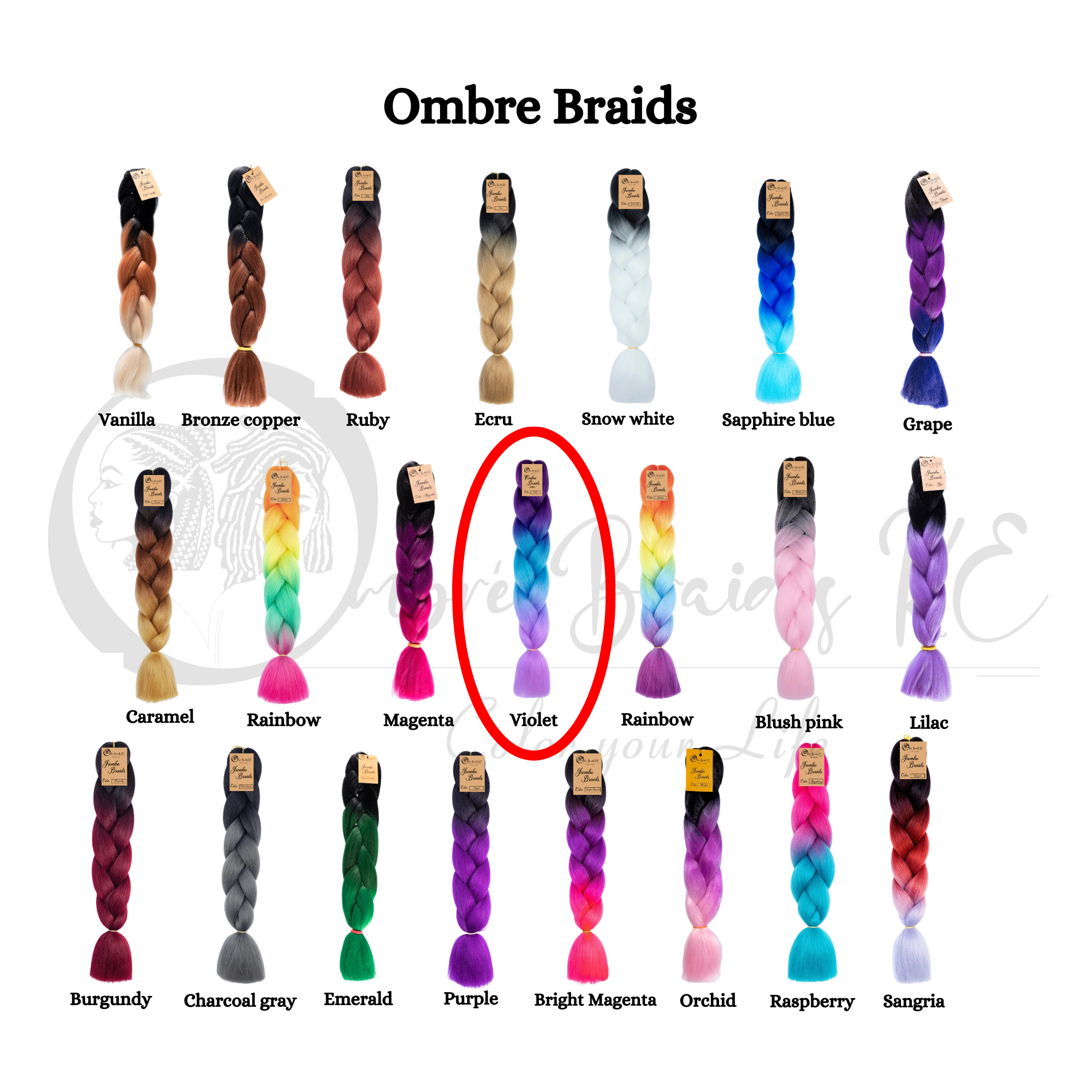 3 packs C26 Ombre Braid – Long Violet Ombre Braiding Hair for Box Braids Cornrows Knotless Braids and Twists Hairstyles - Three-Toned Ombre Braid with Colors Dark Purple, Blue and Lilac