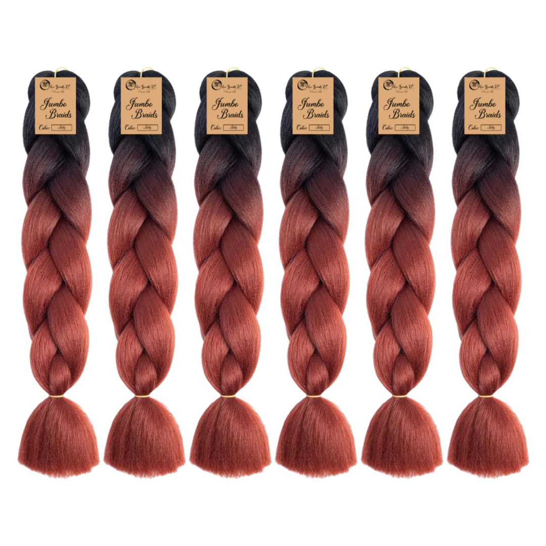 6 packs B31 Ombre Braid Ombre Braiding Hair Ruby Ombre Braid for Box Braids Cornrows Knotless Braids and Twists Hairstyles Two-Toned Ombre Braid with Colors Black and Ruby Red