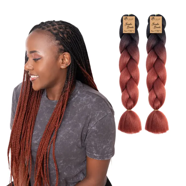 2 packs B31 Ombre Braid Ombre Braiding Hair Ruby Ombre Braid for Box Braids Cornrows Knotless Braids and Twists Hairstyles Two-Toned Ombre Braid with Colors Black and Ruby Red