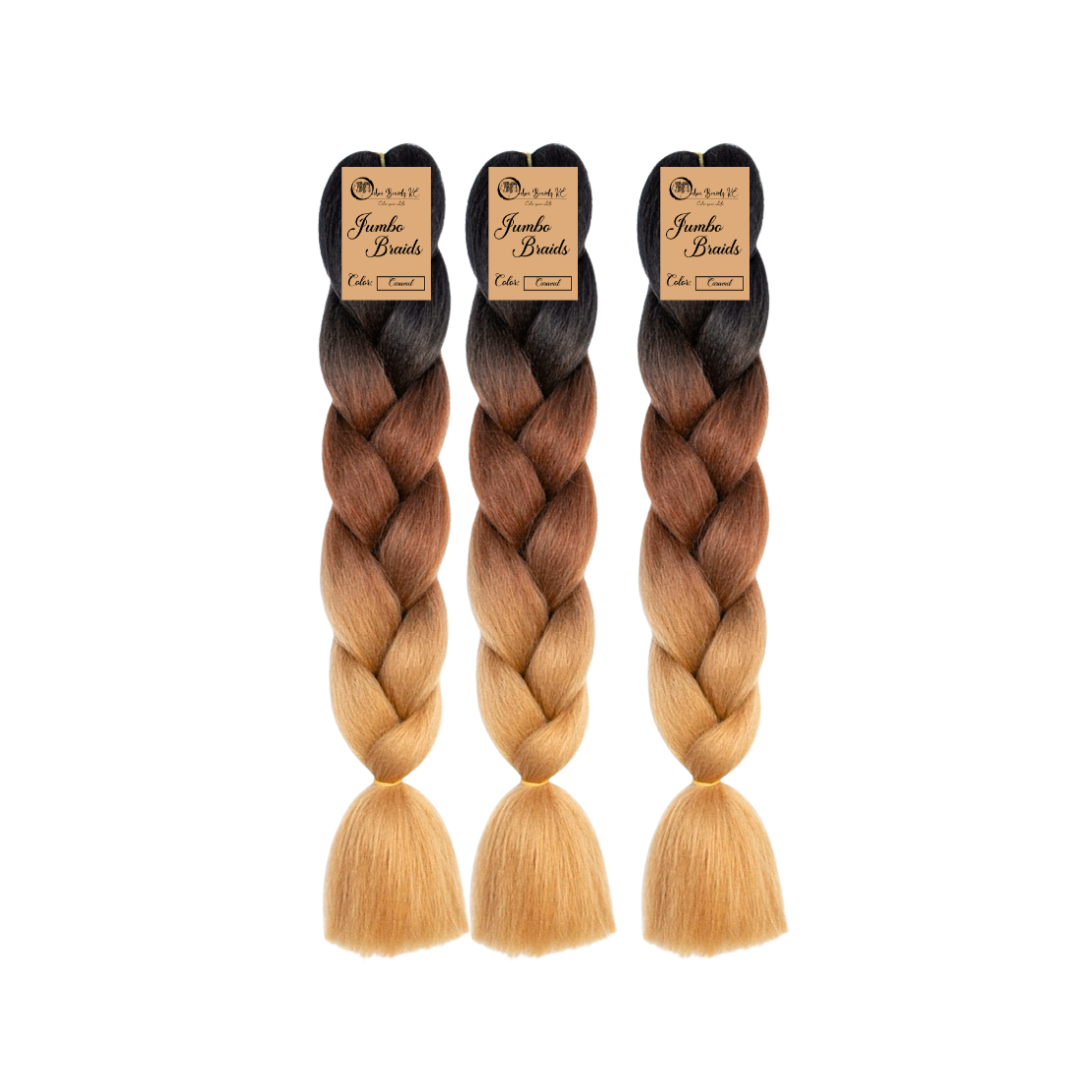 3 packs C14 Ombre Braid Ombre Braiding Hair Caramel Ombre Braid for Box Braids Cornrows Knotless Braids and Twists Hairstyles Three-Toned Ombre Braid with Colors Black Dark Brown and Golden Blonde