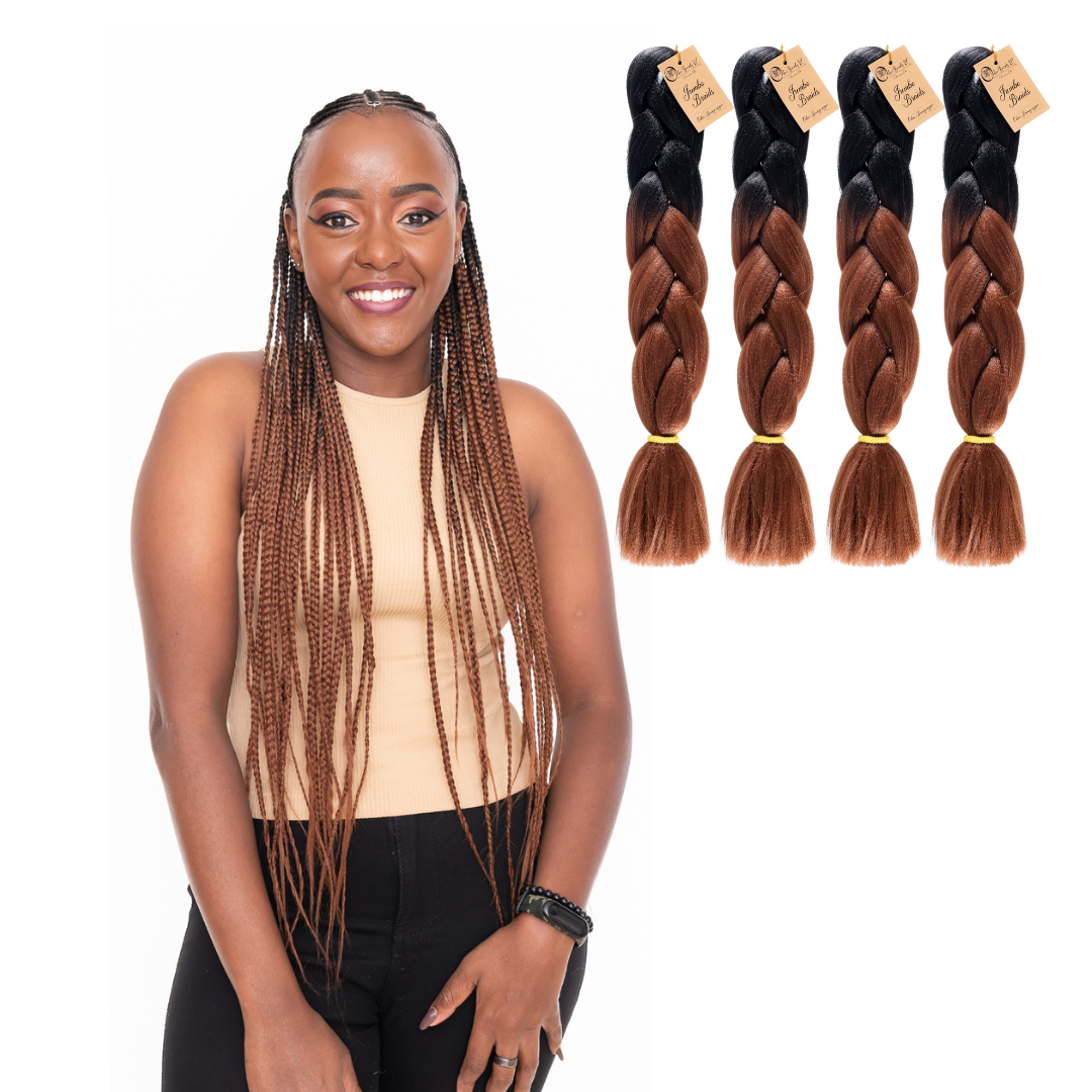 4 packs B29 Ombre Braid Brown Ombre Braiding Hair Bronze copper Ombre Braid for Box Braids Cornrows Knotless Braids and Twists Hairstyles Two-Toned Ombre Braid with Colors Black and Brown
