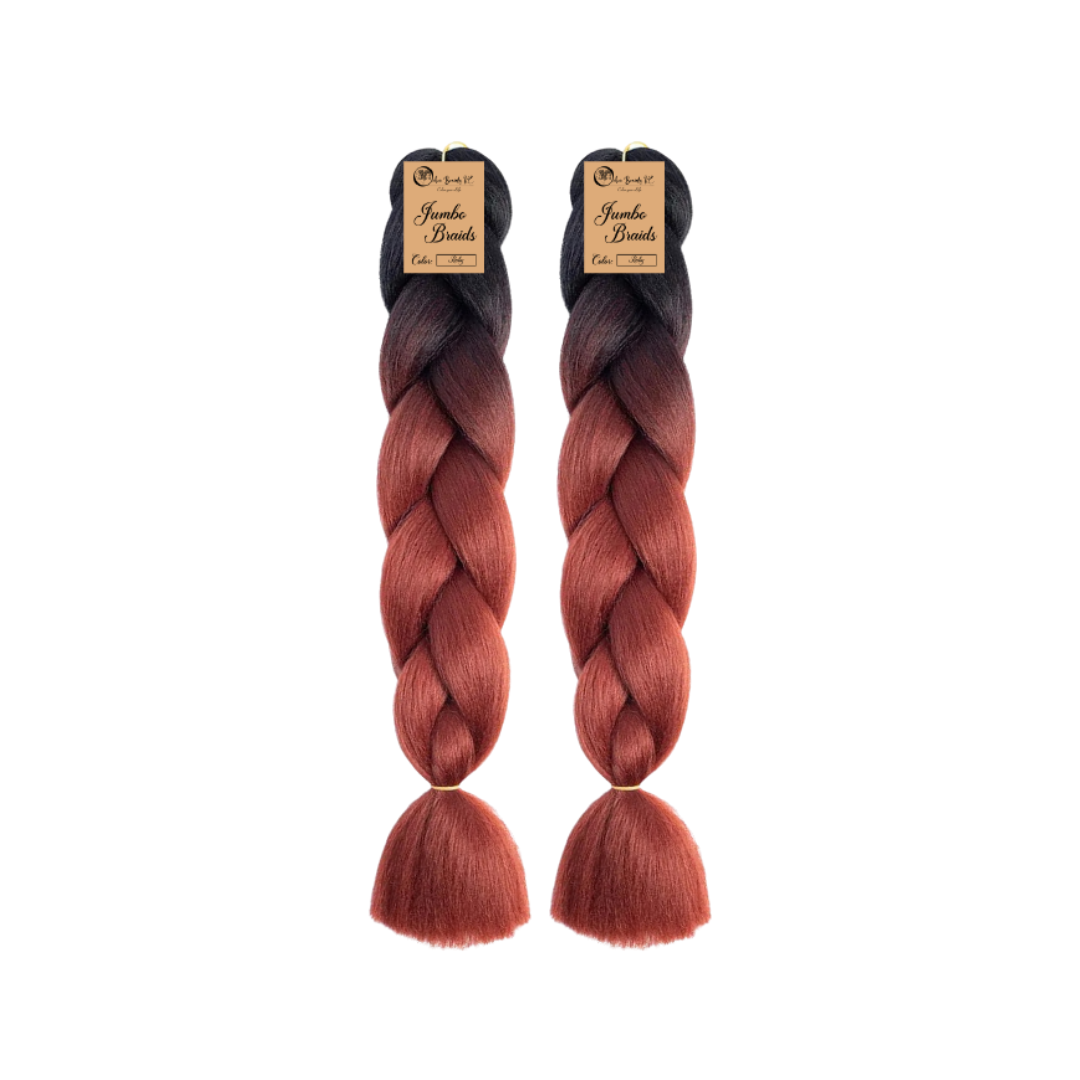 2 packs B31 Ombre Braid Ombre Braiding Hair Ruby Ombre Braid for Box Braids Cornrows Knotless Braids and Twists Hairstyles Two-Toned Ombre Braid with Colors Black and Ruby Red