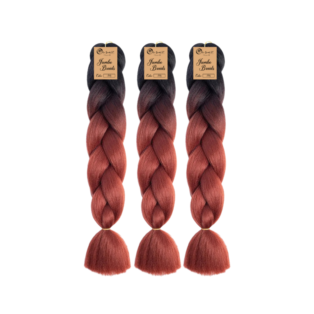 3 packs B31 Ombre Braid Ombre Braiding Hair Ruby Ombre Braid for Box Braids Cornrows Knotless Braids and Twists Hairstyles Two-Toned Ombre Braid with Colors Black and Ruby Red