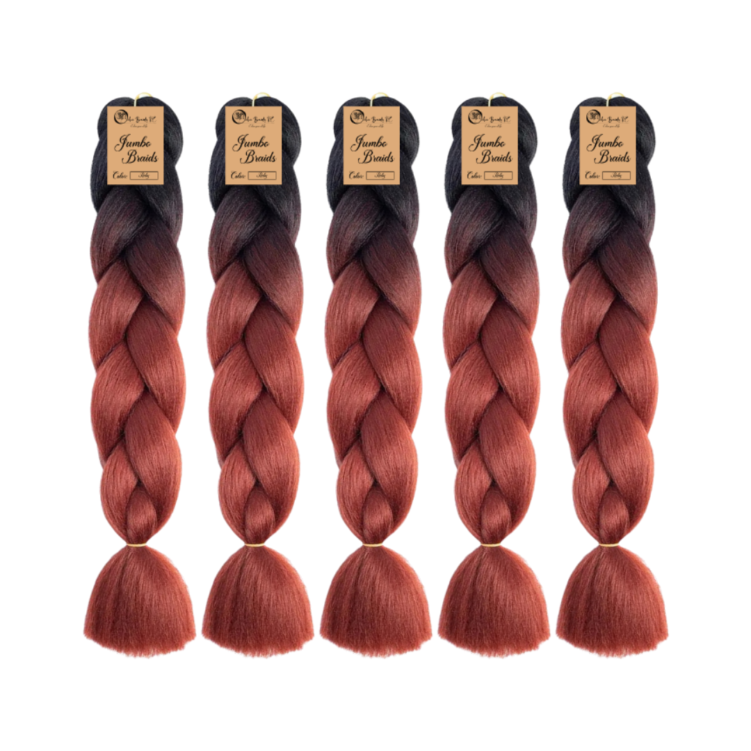 5 packs B31 Ombre Braid Ombre Braiding Hair Ruby Ombre Braid for Box Braids Cornrows Knotless Braids and Twists Hairstyles Two-Toned Ombre Braid with Colors Black and Ruby Red