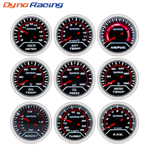 Dynoracing 2" 52mm Car boost gauge bar psi Exhaust gas temp water temp oil temp oil press Air fuel gauge voltmeter RPM